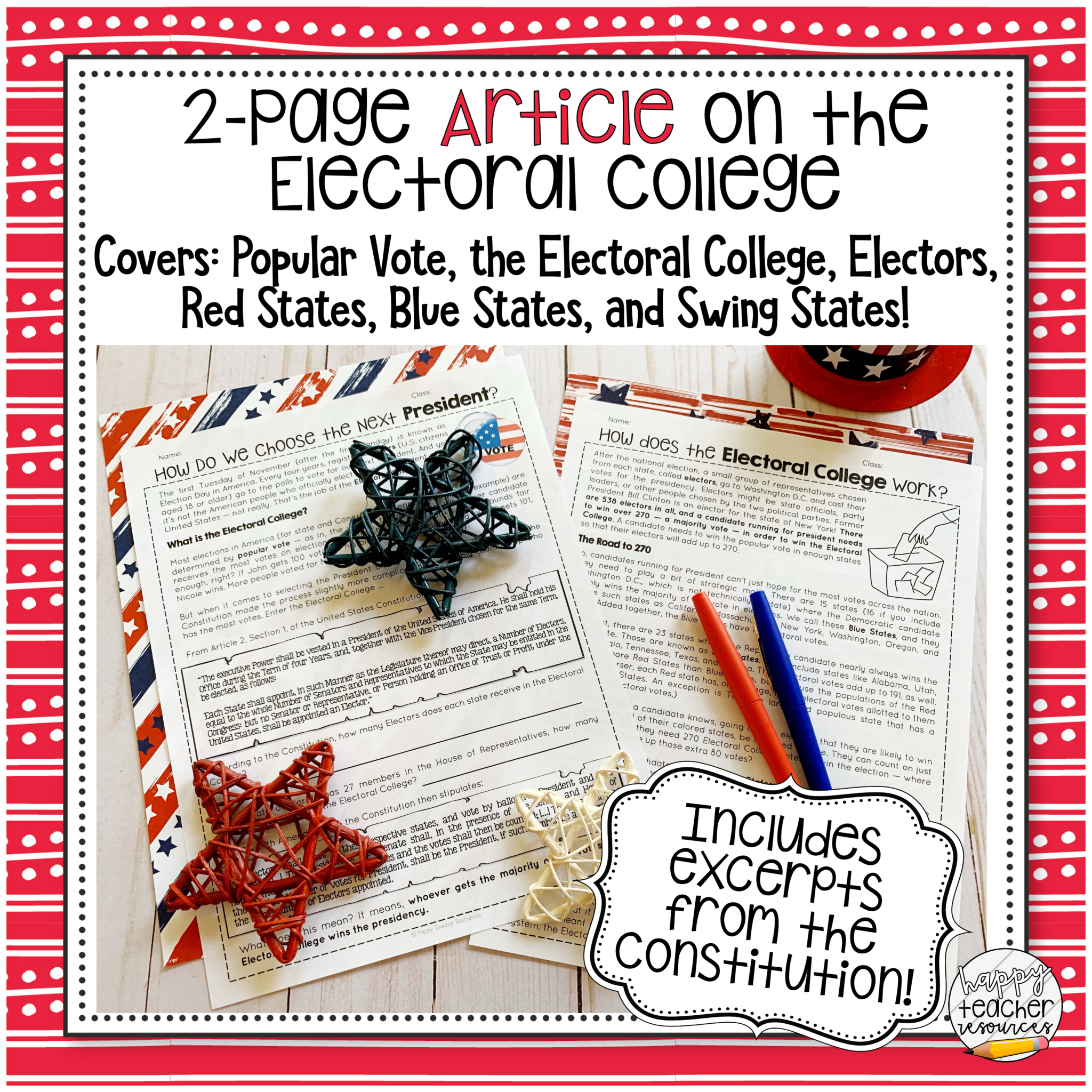 Electoral College Article & Map Activity | Civics & American Government ...