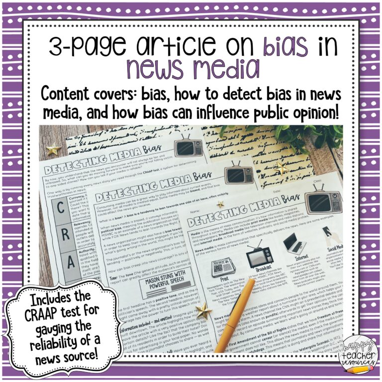 Detecting Media Bias Article & Review Activities for Civics - Happy ...