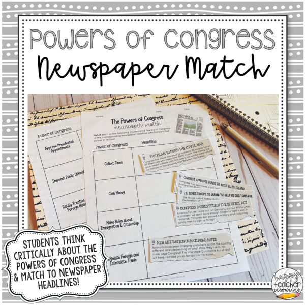 Powers of Congress Newspaper Match thumbnail.