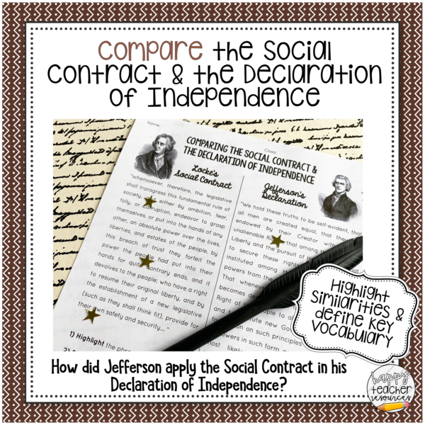 Social Contract thumbnail reads: Compare the social contract & the declaration of independence