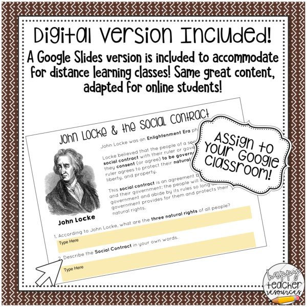 Social Contract thumbnail reads: digital version included! A google slides version is included.