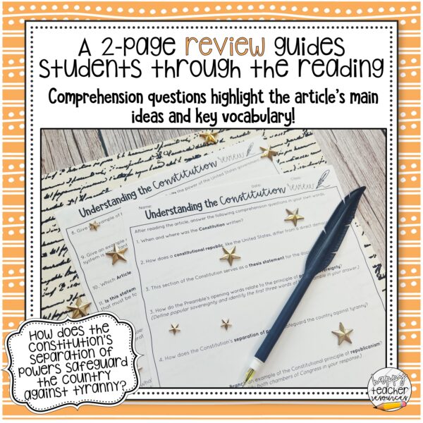 Understanding the Constitution thumbnail reads "a 2-page review guides students through the reading."