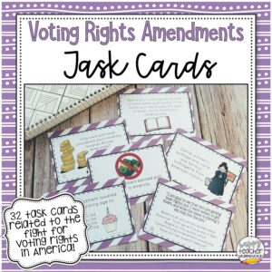 Voting Rights Amendments thumbnail shows index card sized review cards on a tabletop.