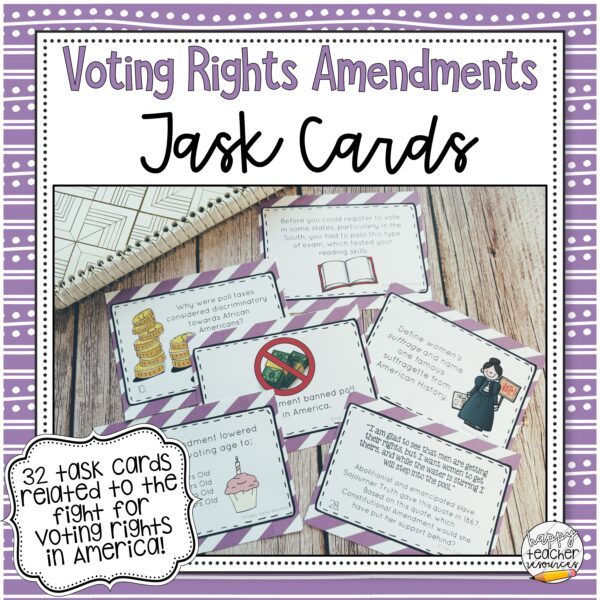 Voting Rights Amendments thumbnail shows index card sized review cards on a tabletop.