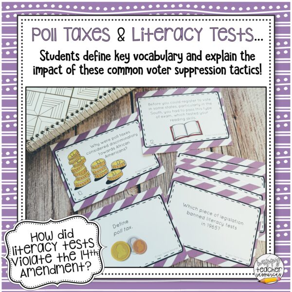 Voting Rights Amendments thumbnail reads: Poll Taxes & Literacy Tests.