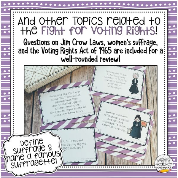 Voting Rights Amendments thumbnail reads: And other topics related to the fight for Voting Rights!