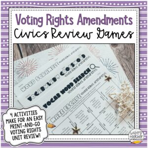 Voting Rights Amendments Civics Review Games thumbnail.
