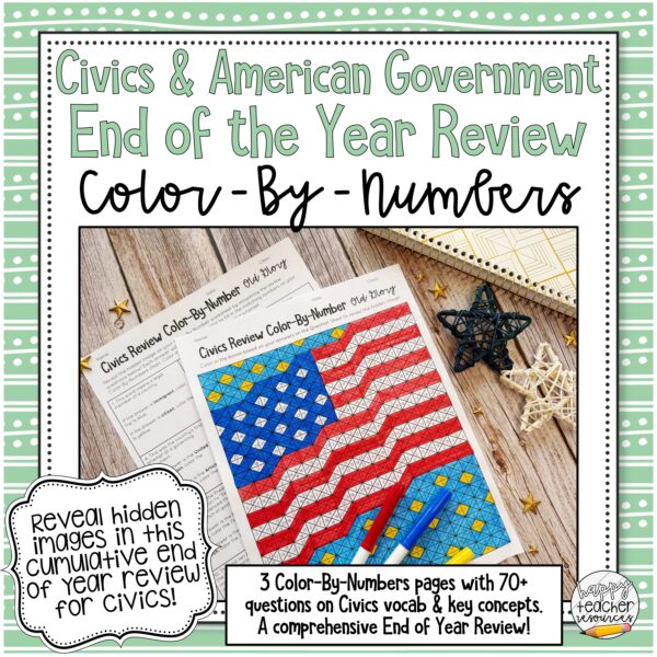 Civics End of Year Review Color-By-Numbers Activity | Civics & American Government