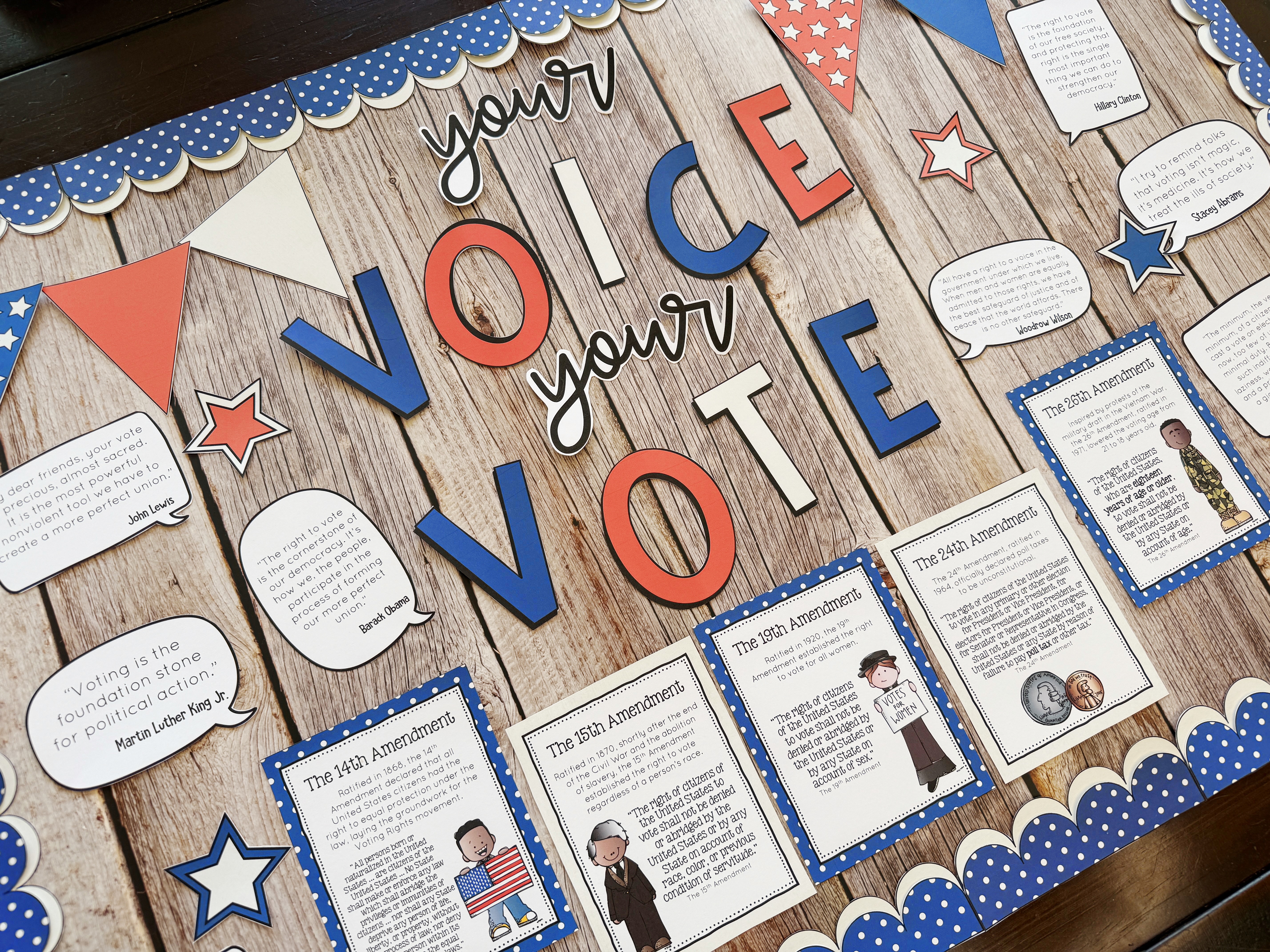 Voting Rights Civics Classroom Decor American History Bulletin Board