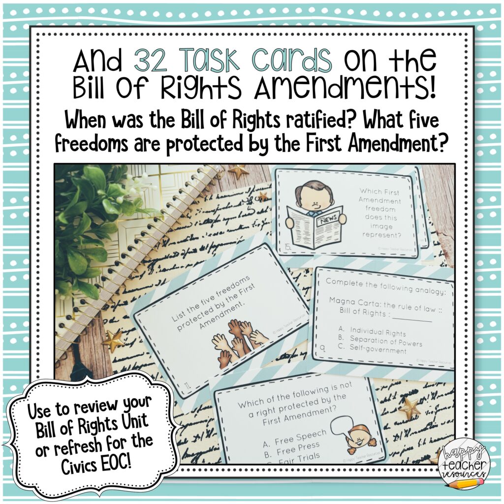 The Bill of Rights Review Activities Bundle for Civics!