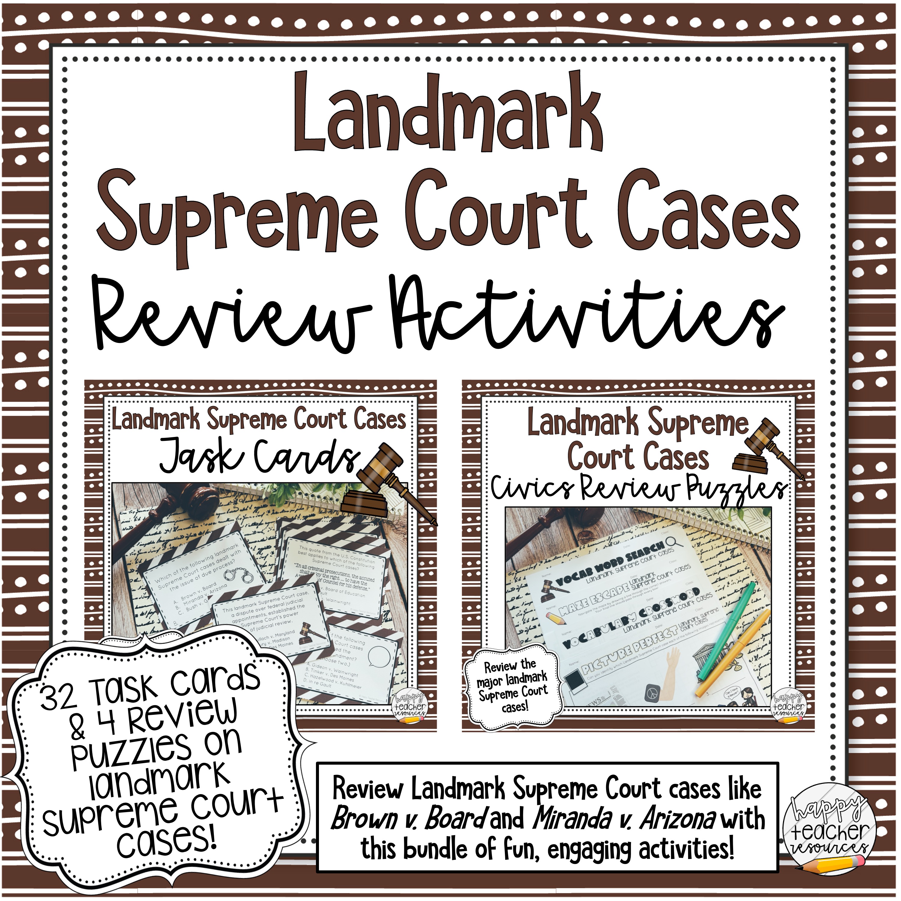 Landmark Supreme Court Cases Civics Review Activities thumbnail