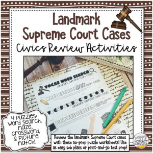 Landmark Supreme Court Cases Review Activities thumbnail
