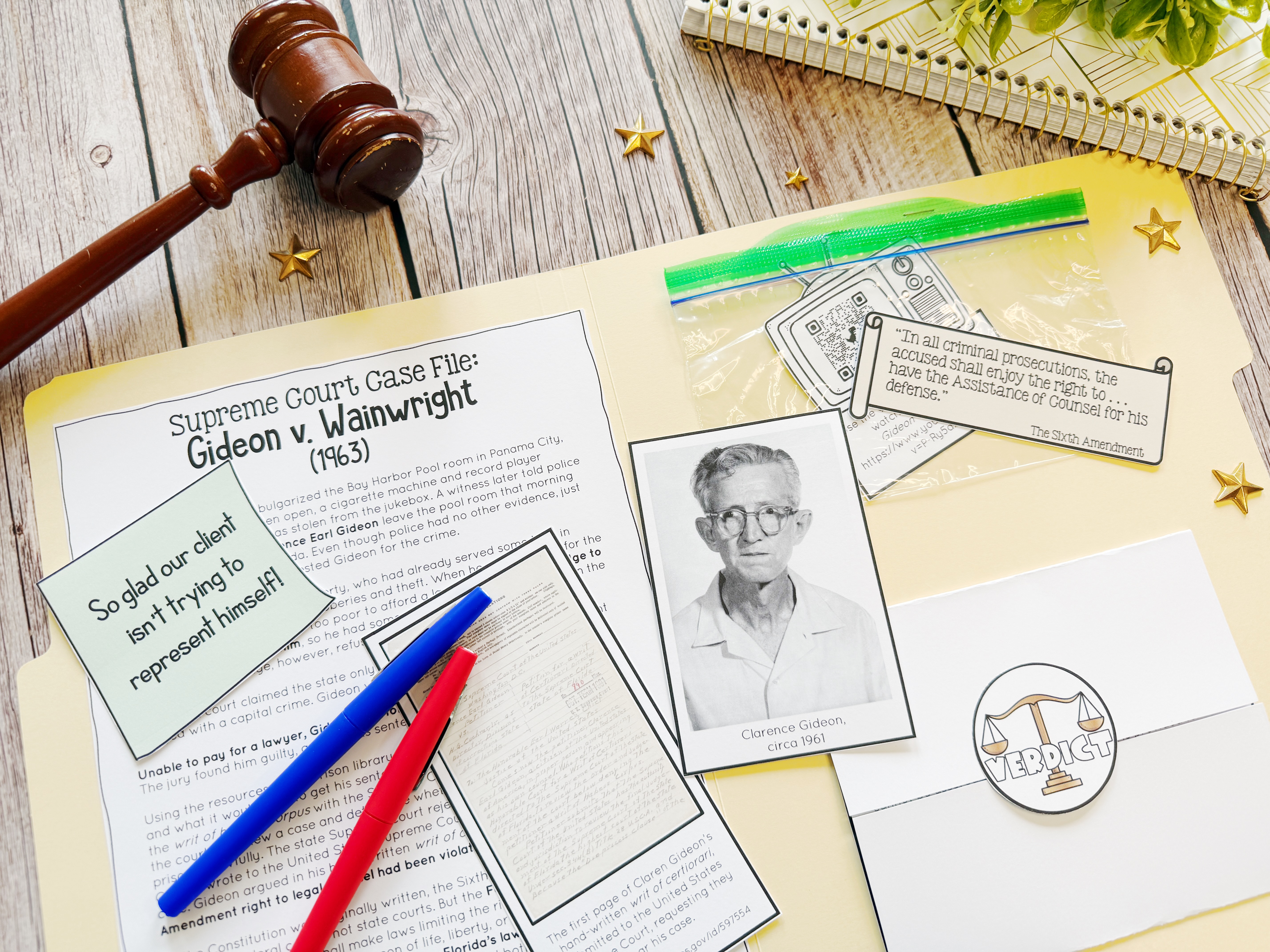 Due Process Supreme Court Cases folder open on table