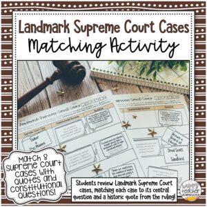 The Landmark Supreme Court Cases Matching Activity thumbnail.