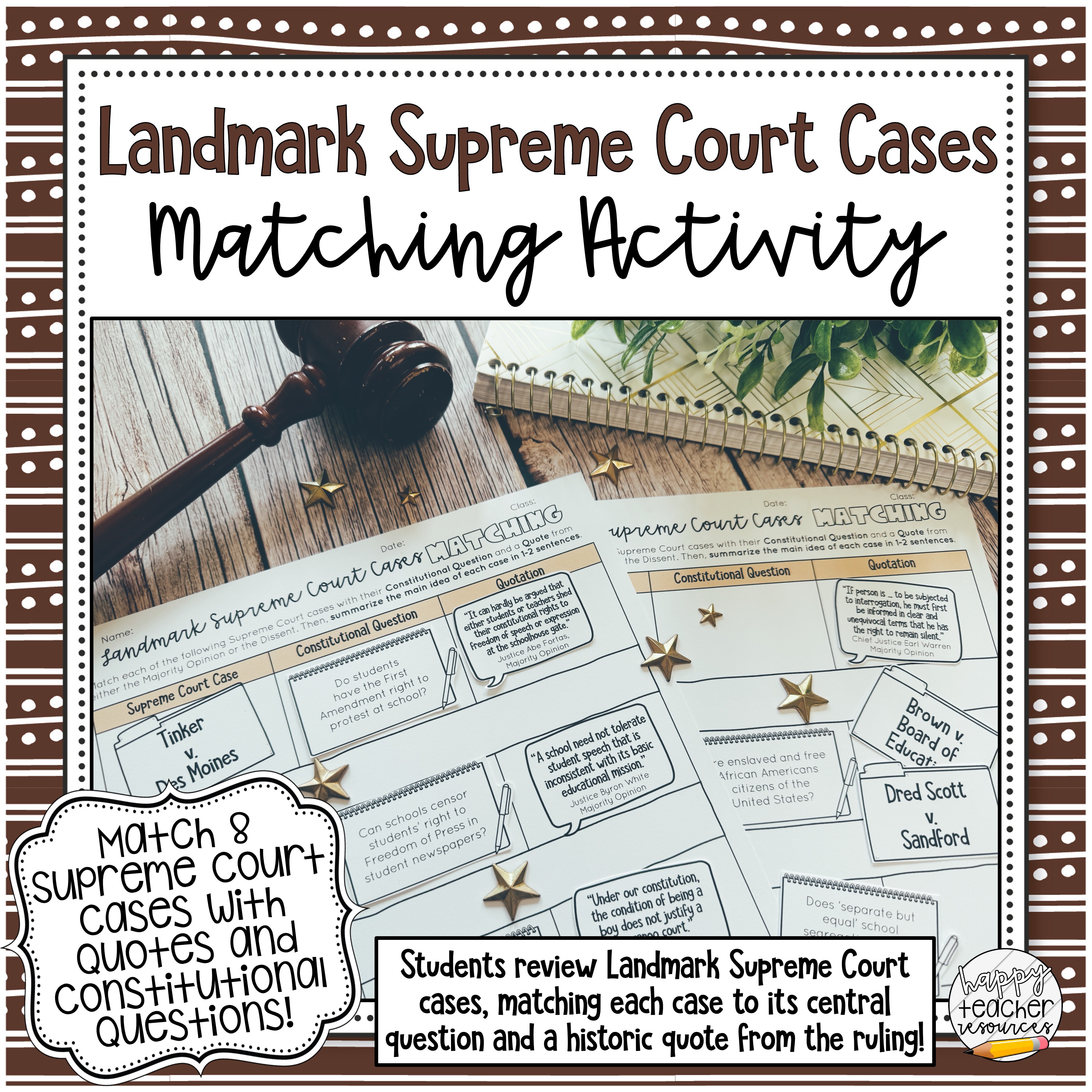 The Landmark Supreme Court Cases Matching Activity thumbnail.